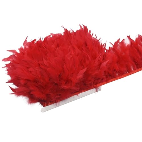 LXLAEOANG 10 Meter Flauschige Federn, Quasten, Fransenbesatz, Band, Feder auf Band, Nähen, Besatz, Kleidung, Kleid, Dekoration für Nähen Handwerk(4.Red) von LXLAEOANG