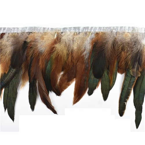 LXLAEOANG 10 Meter Hahnenfedern, Fransenbesatz auf Band, Huhn, Hahn, Fasanenfeder for Kleidung, Band, Nähen, Dekoration für Nähen Handwerk(Gray) von LXLAEOANG