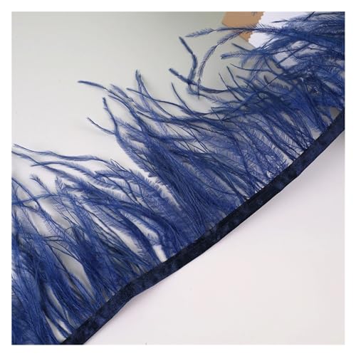 LXLAEOANG 10 Meter Straußenfedern, Fransenbesatz for Handarbeiten und Kunsthandwerk, Federkleid-Zubehör, Federn, Fransen for Kleidung für Nähen Handwerk(Dark Blue) von LXLAEOANG
