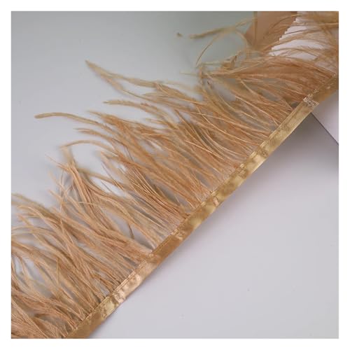 LXLAEOANG 10 Meter Straußenfedern, Fransenbesatz for Handarbeiten und Kunsthandwerk, Federkleid-Zubehör, Federn, Fransen for Kleidung für Nähen Handwerk(Gold1) von LXLAEOANG