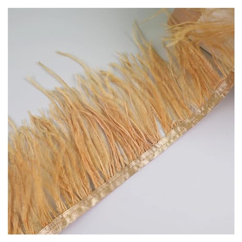 LXLAEOANG 10 Meter Straußenfedern, Fransenbesatz for Handarbeiten und Kunsthandwerk, Federkleid-Zubehör, Federn, Fransen for Kleidung für Nähen Handwerk(Gold3) von LXLAEOANG