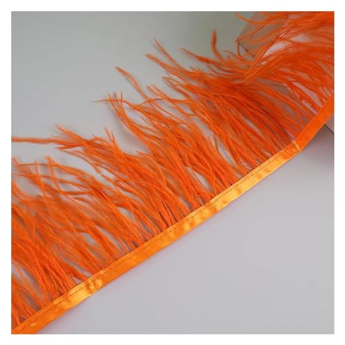 LXLAEOANG 10 Meter Straußenfedern, Fransenbesatz for Handarbeiten und Kunsthandwerk, Federkleid-Zubehör, Federn, Fransen for Kleidung für Nähen Handwerk(Orange) von LXLAEOANG