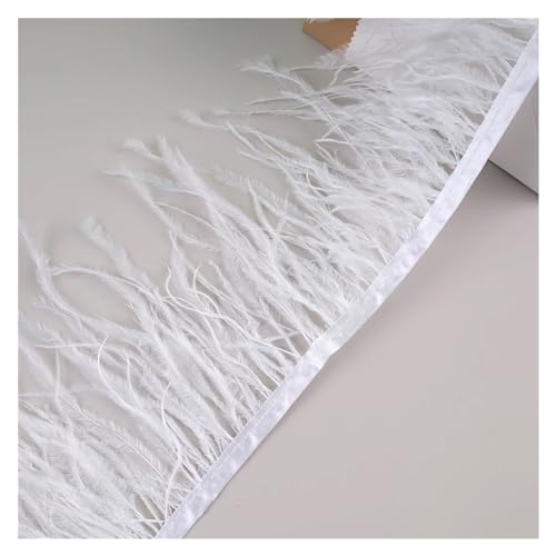LXLAEOANG 10 Meter Straußenfedern, Fransenbesatz for Handarbeiten und Kunsthandwerk, Federkleid-Zubehör, Federn, Fransen for Kleidung für Nähen Handwerk(Pure White) von LXLAEOANG