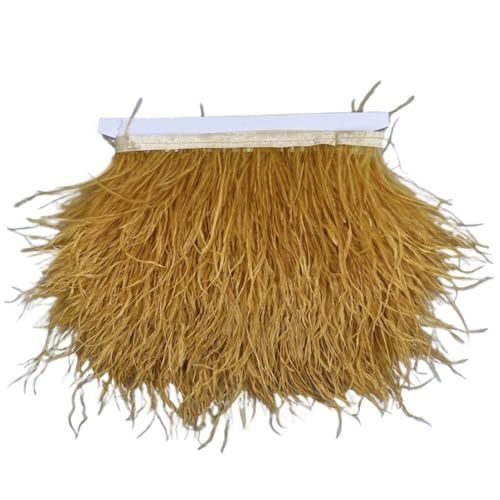 LXLAEOANG 10 Meter Straußenfedern auf Band, Band, Fransenbesatz, 8–10 cm, Bastelzubehör, Straußenfedern, Nähbesatz für Nähen Handwerk(NO. 23) von LXLAEOANG