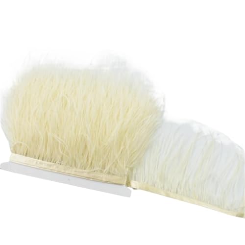LXLAEOANG 1M 5M 10M 8-10CM Straußenfedern Borten Band Rock DIY Kleidung Straußenfedern for Basteln Federn für Nähen Handwerk(14 Beige,10 Meters) von LXLAEOANG