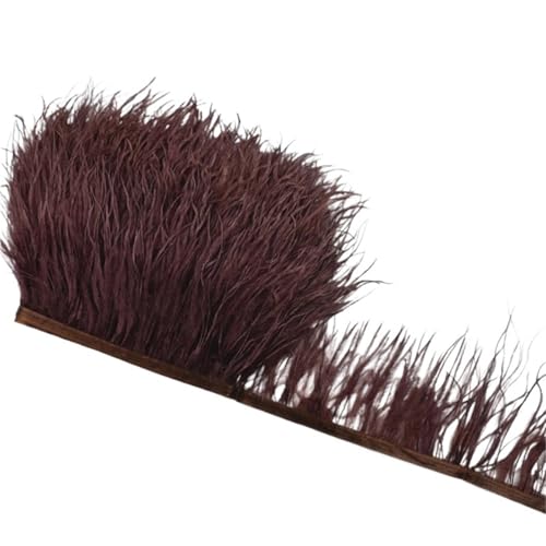 LXLAEOANG 1M 5M 10M 8-10CM Straußenfedern Borten Band Rock DIY Kleidung Straußenfedern for Basteln Federn für Nähen Handwerk(24 Red Coffee,1 Meter) von LXLAEOANG