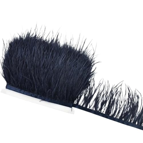 LXLAEOANG 1M 5M 10M 8-10CM Straußenfedern Borten Band Rock DIY Kleidung Straußenfedern for Basteln Federn für Nähen Handwerk(7 Blue,5 Meters) von LXLAEOANG