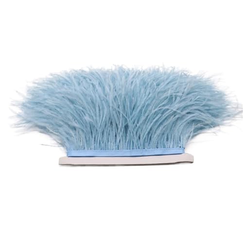 LXLAEOANG 1M 5M 10M 8-10cm Straußenfederborte Band Mehrfarbige Feder for Nähen von Federn Basteln Kleid Kleidung Dekoration für Nähen Handwerk(Light Blue,5M) von LXLAEOANG