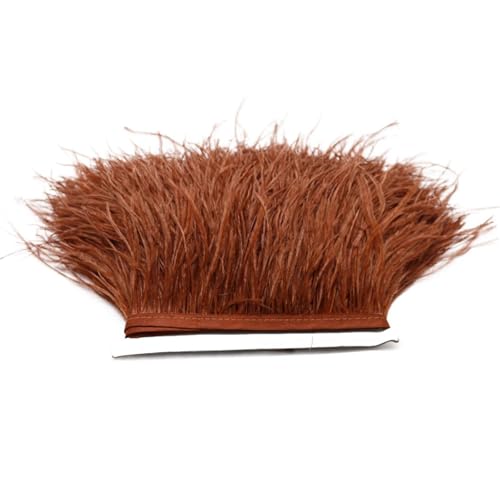 LXLAEOANG 1M 5M 10M 8-10cm Straußenfederborte Band Mehrfarbige Feder for Nähen von Federn Basteln Kleid Kleidung Dekoration für Nähen Handwerk(Red Coffee,1m) von LXLAEOANG