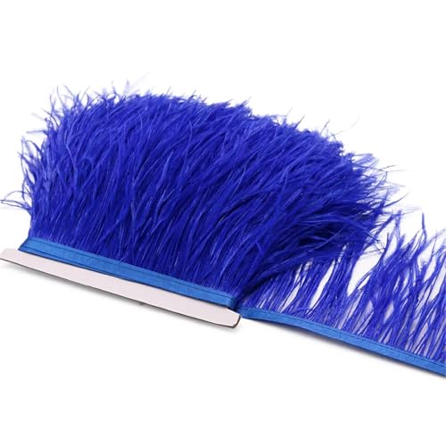 LXLAEOANG 1M 5M 10M 8-10cm Straußenfederborte Band Mehrfarbige Feder for Nähen von Federn Basteln Kleid Kleidung Dekoration für Nähen Handwerk(Royal Blue,5M) von LXLAEOANG