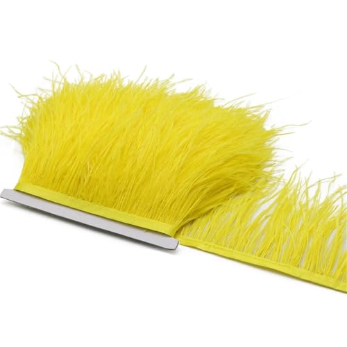 LXLAEOANG 1M 5M 10M 8-10cm Straußenfederborte Band Mehrfarbige Feder for Nähen von Federn Basteln Kleid Kleidung Dekoration für Nähen Handwerk(Yellow,1m) von LXLAEOANG
