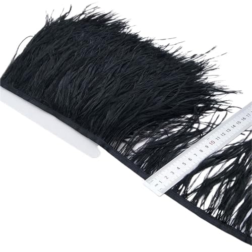 LXLAEOANG 2/5/10 Yards Straußenfederband Straußenfedern Trim Fransen Kleidung Dekoration für Nähen Handwerk(Black,10 Yards) von LXLAEOANG