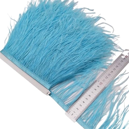 LXLAEOANG 2/5/10 Yards Straußenfederband Straußenfedern Trim Fransen Kleidung Dekoration für Nähen Handwerk(Light Blue,10 Yards) von LXLAEOANG