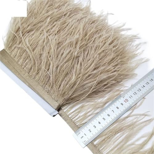 LXLAEOANG 2/5/10 Yards Straußenfederband Straußenfedern Trim Fransen Kleidung Dekoration für Nähen Handwerk(Light Coffee,5 Yards) von LXLAEOANG