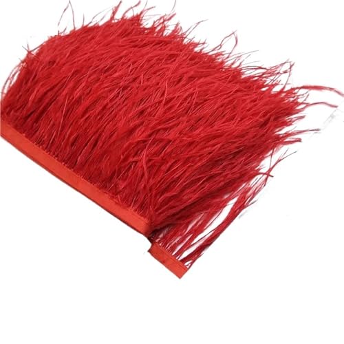LXLAEOANG 2/5/10 Yards Straußenfederband Straußenfedern Trim Fransen Kleidung Dekoration für Nähen Handwerk(Red,10 Yards) von LXLAEOANG