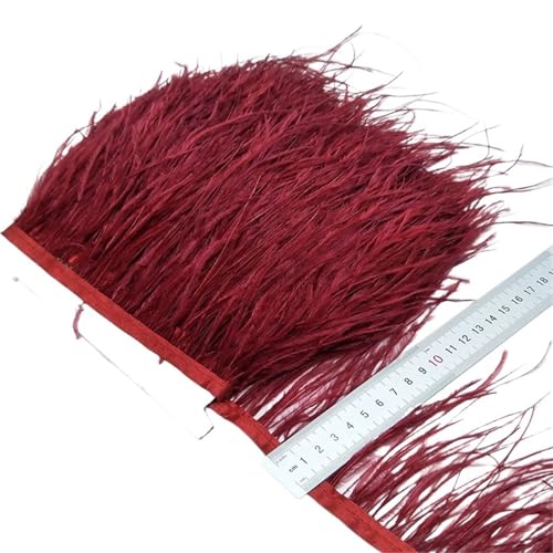 LXLAEOANG 2/5/10 Yards Straußenfederband Straußenfedern Trim Fransen Kleidung Dekoration für Nähen Handwerk(Red2,10 Yards) von LXLAEOANG