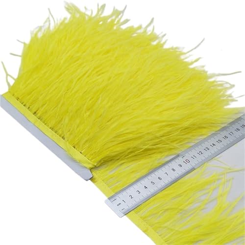 LXLAEOANG 2/5/10 Yards Straußenfederband Straußenfedern Trim Fransen Kleidung Dekoration für Nähen Handwerk(Yellow,10 Yards) von LXLAEOANG