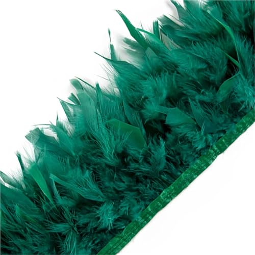 LXLAEOANG 2 Meter Federbesatz, Fransen, Höhe 10–15 cm, Hochzeit, Kleidung, Kleid, Dekoration, DIY, Federband, Nähen, Basteln für Nähen Handwerk(Green) von LXLAEOANG