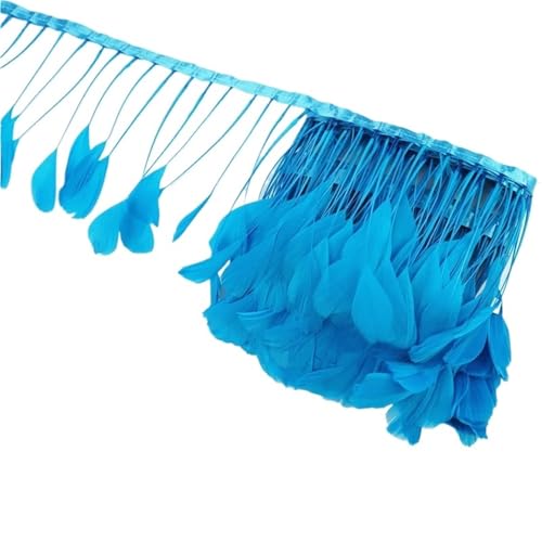 LXLAEOANG 2 Meter Federbesatz Band Band Basteln Fransen Quaste Federn Künstliche Dekorationen Hochzeit Handwerk Zubehör Dekor für Nähen Handwerk(Blue) von LXLAEOANG