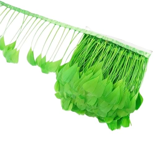 LXLAEOANG 2 Meter Federbesatz Band Band Basteln Fransen Quaste Federn Künstliche Dekorationen Hochzeit Handwerk Zubehör Dekor für Nähen Handwerk(Green2) von LXLAEOANG