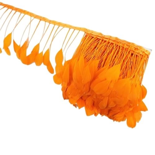 LXLAEOANG 2 Meter Federbesatz Band Band Basteln Fransen Quaste Federn Künstliche Dekorationen Hochzeit Handwerk Zubehör Dekor für Nähen Handwerk(Orange) von LXLAEOANG