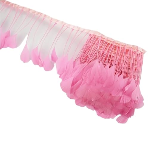 LXLAEOANG 2 Meter Federbesatz Band Band Basteln Fransen Quaste Federn Künstliche Dekorationen Hochzeit Handwerk Zubehör Dekor für Nähen Handwerk(Pink) von LXLAEOANG