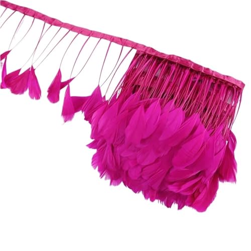 LXLAEOANG 2 Meter Federbesatz Band Band Basteln Fransen Quaste Federn Künstliche Dekorationen Hochzeit Handwerk Zubehör Dekor für Nähen Handwerk(Rose red) von LXLAEOANG