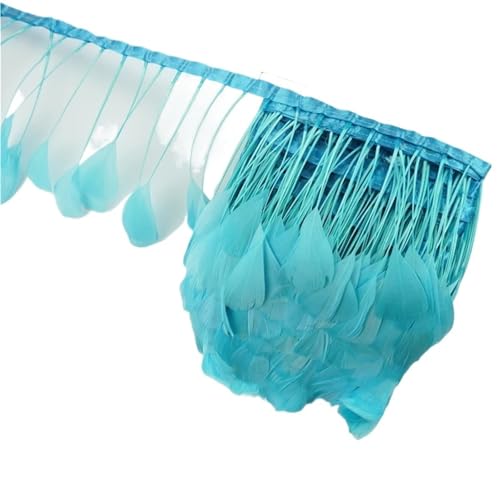 LXLAEOANG 2 Meter Federbesatz Band Band Basteln Fransen Quaste Federn Künstliche Dekorationen Hochzeit Handwerk Zubehör Dekor für Nähen Handwerk(Sky Blue) von LXLAEOANG