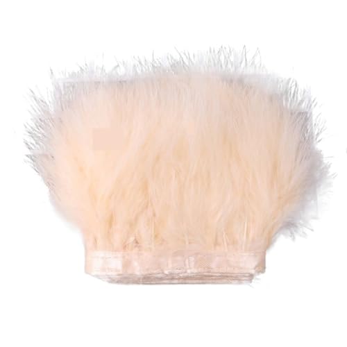 LXLAEOANG 2 Meter Flauschiges Federband, 8–10 cm Feder for Basteln, Fransen, Nähen, Hochzeit, Party, Kleidung, Kleid, Dekoration für Nähen Handwerk(Champagne) von LXLAEOANG