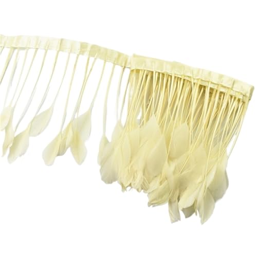 LXLAEOANG 2 Yards gefärbte Schwanzfedern, Fransenfedern for Basteln, Band, Hochzeitskostüme für Nähen Handwerk(Beige) von LXLAEOANG