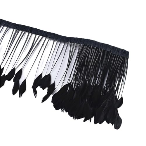 LXLAEOANG 2 Yards gefärbte Schwanzfedern, Fransenfedern for Basteln, Band, Hochzeitskostüme für Nähen Handwerk(Black) von LXLAEOANG
