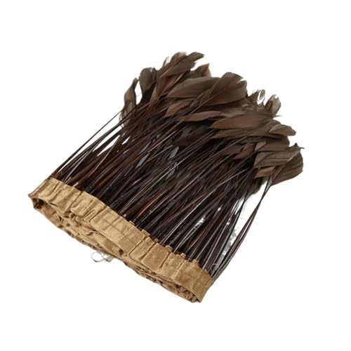 LXLAEOANG 2 m farbige Gänsefedern for Hochzeit, Schmuck, Kleid, Dekorationen, Fransen, Kleidung, DIY, Kunsthandwerk, Karneval, Party, gefärbte Federn für Nähen Handwerk(Coffee) von LXLAEOANG