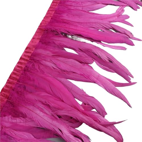 LXLAEOANG 25–30 cm Hahnenfederbesatz, Hühnerfedern, Besatz, Hahnenschwanzfeder, Band, Kleid, Rock, Kostüm, Karneval, Dekoration für Nähen Handwerk(1,10 Yards) von LXLAEOANG