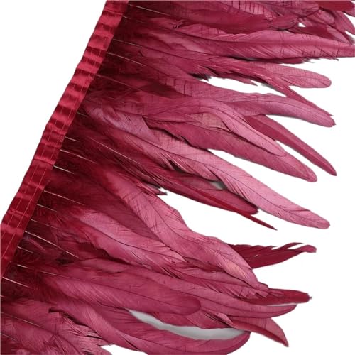 LXLAEOANG 25–30 cm Hahnenfederbesatz, Hühnerfedern, Besatz, Hahnenschwanzfeder, Band, Kleid, Rock, Kostüm, Karneval, Dekoration für Nähen Handwerk(15,10 Yards) von LXLAEOANG