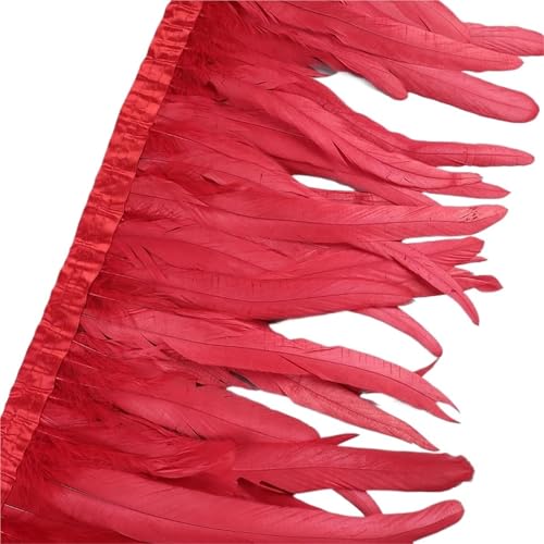 LXLAEOANG 25–30 cm Hahnenfederbesatz, Hühnerfedern, Besatz, Hahnenschwanzfeder, Band, Kleid, Rock, Kostüm, Karneval, Dekoration für Nähen Handwerk(16,2 Yards) von LXLAEOANG