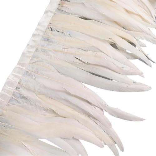 LXLAEOANG 25–30 cm Hahnenfederbesatz, Hühnerfedern, Besatz, Hahnenschwanzfeder, Band, Kleid, Rock, Kostüm, Karneval, Dekoration für Nähen Handwerk(22,10 Yards) von LXLAEOANG