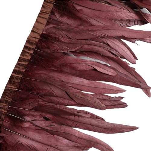 LXLAEOANG 25–30 cm Hahnenfederbesatz, Hühnerfedern, Besatz, Hahnenschwanzfeder, Band, Kleid, Rock, Kostüm, Karneval, Dekoration für Nähen Handwerk(23,10 Yards) von LXLAEOANG