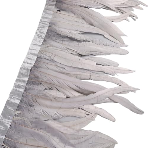 LXLAEOANG 25–30 cm Hahnenfederbesatz, Hühnerfedern, Besatz, Hahnenschwanzfeder, Band, Kleid, Rock, Kostüm, Karneval, Dekoration für Nähen Handwerk(24,10 Yards) von LXLAEOANG