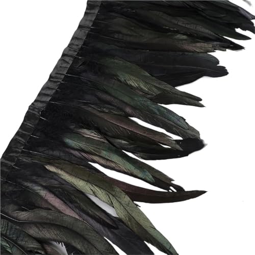 LXLAEOANG 25–30 cm Hahnenfederbesatz, Hühnerfedern, Besatz, Hahnenschwanzfeder, Band, Kleid, Rock, Kostüm, Karneval, Dekoration für Nähen Handwerk(25,10 Yards) von LXLAEOANG