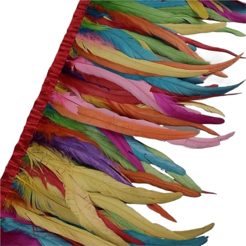 LXLAEOANG 25–30 cm Hahnenfederbesatz, Hühnerfedern, Besatz, Hahnenschwanzfeder, Band, Kleid, Rock, Kostüm, Karneval, Dekoration für Nähen Handwerk(26,10 Yards) von LXLAEOANG