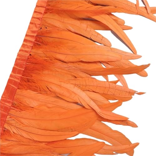 LXLAEOANG 25–30 cm Hahnenfederbesatz, Hühnerfedern, Besatz, Hahnenschwanzfeder, Band, Kleid, Rock, Kostüm, Karneval, Dekoration für Nähen Handwerk(3,10 Yards) von LXLAEOANG