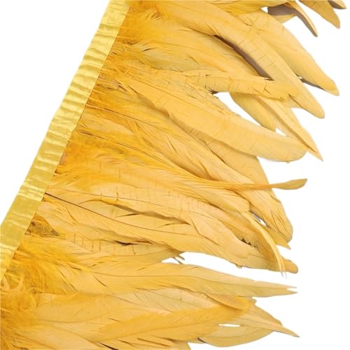 LXLAEOANG 25–30 cm Hahnenfederbesatz, Hühnerfedern, Besatz, Hahnenschwanzfeder, Band, Kleid, Rock, Kostüm, Karneval, Dekoration für Nähen Handwerk(4,10 Yards) von LXLAEOANG