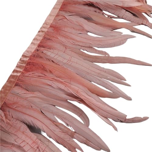 LXLAEOANG 25–30 cm Hahnenfederbesatz, Hühnerfedern, Besatz, Hahnenschwanzfeder, Band, Kleid, Rock, Kostüm, Karneval, Dekoration für Nähen Handwerk(7,10 Yards) von LXLAEOANG