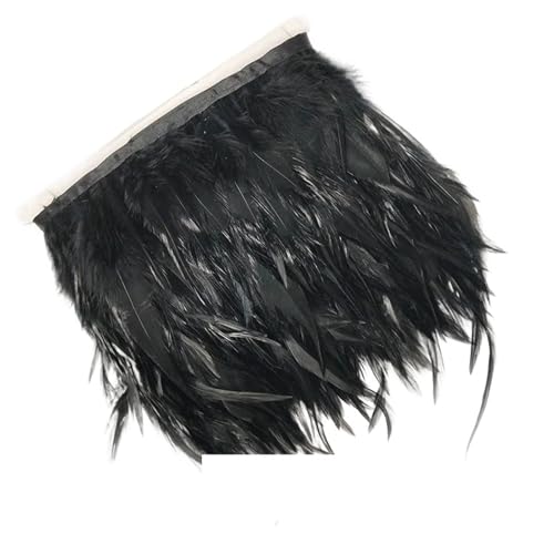 LXLAEOANG 5/10 Meter 10-15 cm 4-6 Zoll Huhn Hahn Schwanz Federn Trims Streifen for Hochzeit Party Kleidung Hahn Feder Trim für Nähen Handwerk(Black,10m) von LXLAEOANG