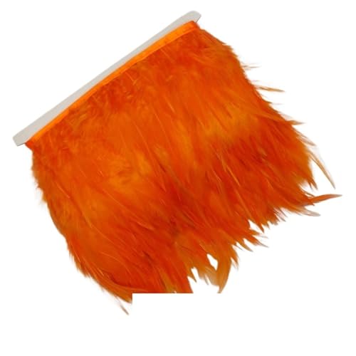 LXLAEOANG 5/10 Meter 10-15 cm 4-6 Zoll Huhn Hahn Schwanz Federn Trims Streifen for Hochzeit Party Kleidung Hahn Feder Trim für Nähen Handwerk(Orange,10m) von LXLAEOANG