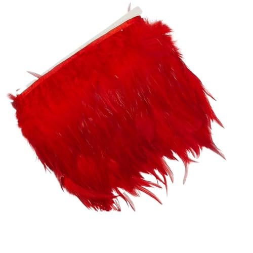 LXLAEOANG 5/10 Meter 10-15 cm 4-6 Zoll Huhn Hahn Schwanz Federn Trims Streifen for Hochzeit Party Kleidung Hahn Feder Trim für Nähen Handwerk(Red,5m) von LXLAEOANG