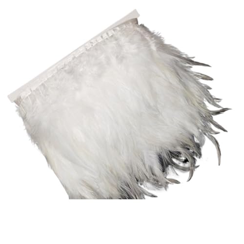LXLAEOANG 5/10 Meter 10-15 cm 4-6 Zoll Huhn Hahn Schwanz Federn Trims Streifen for Hochzeit Party Kleidung Hahn Feder Trim für Nähen Handwerk(White,10m) von LXLAEOANG