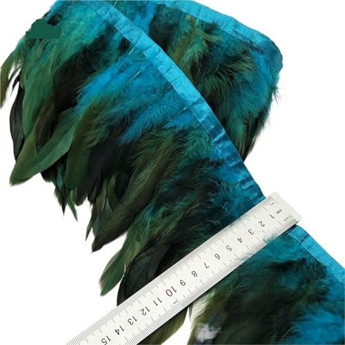LXLAEOANG 5/10 Meter 13-18CM Huhn Hahn Schwanz Federn Trims Streifen for Hochzeit Party Kleidung Hahn Feder Trim für Nähen Handwerk(Light Blue,5 Yards) von LXLAEOANG