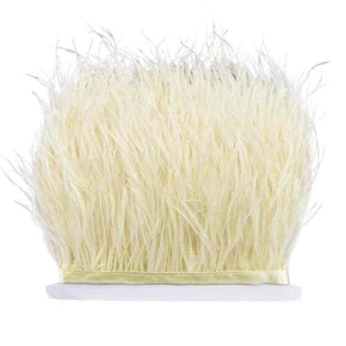 LXLAEOANG 8–10 cm Straußenfederbesatz for Handarbeiten und Kunsthandwerk, Federrockdekoration, Federn, Bandfransen für Nähen Handwerk(Beige,10Meters) von LXLAEOANG