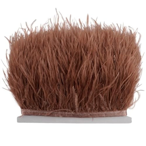 LXLAEOANG 8–10 cm Straußenfederbesatz for Handarbeiten und Kunsthandwerk, Federrockdekoration, Federn, Bandfransen für Nähen Handwerk(Brown,1Meter) von LXLAEOANG